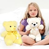 Tezituor 2 Pack Teddy Bear Stuffed Animal Toy, 12 inch Small White and Yellow Stuffed Teddy Bear Plush with Bow Tie for Kids Girls Boys