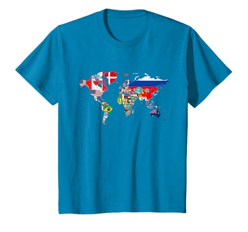 Drapeaux internationaux et carte du monde pour enfants T-Shirt