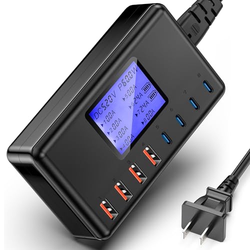 152W USB Charging Station, 8-Port Desktop USB C Charger Station, 20W 4xUSB-C Charger & 18W 4xUSB-A Multiple USB Charging Hub Compatible with iPhone 15/14/13 Pro/Max, iPad, Samsung Galaxy Note S23