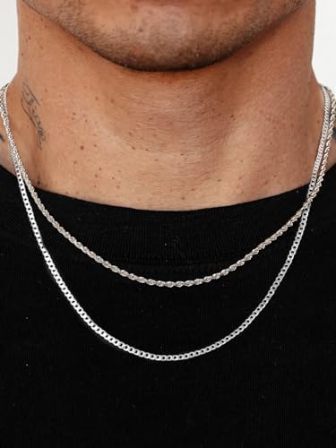 Silvora S925 Curb Link Chain Necklace 3MM/5MM, Sterling Silver