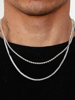 S925 Sterling Silver Chains for Women Men, 3mm 5mm Silver Cuban