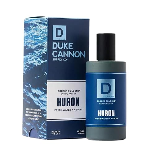 Duke Cannon Proper Cologne Huron | Men's Eau de Parfum | Fresh Water and Neroli | Aquatic, Fresh, Long-Lasting Scent | 1.7 fl oz