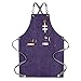 Fartuch stolarski Unisex barista herbata sklep Grube płótno fartuch manicure do pieczenia bar pasuje do kuchni, ogrodu, garażu (Color : Purple, Size : 78x57cm)