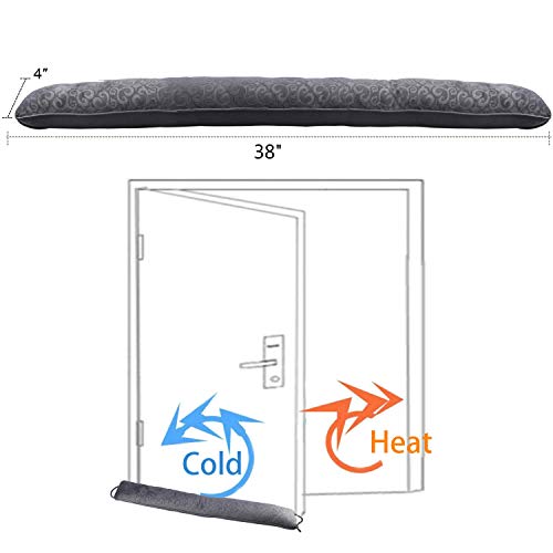 fowong Heavy Door Draft Stopper, 38 Inch Soundproof Under Door Sealer Energy Efficient Front Door Insulation Door Draft Guard Weatherproof Strip (Grey)