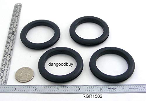 Pkg of 6 - Black SBR Rubber Push-in Grommet - Inner Diameter 1 5/8", Outer Diameter 2 1/4", Fits Panel Hole 2" Inch, Fits Panel Thickness 1/16"