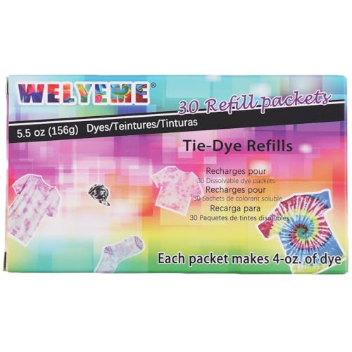Tie Dye Powder, Tie-Dye Refills 30 Packets for Clothes, One Step Fabric Dye Powder Bulk (Rainbow)