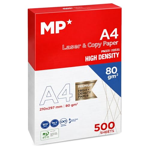 Papel Fotocopiadora Din A4, Papel de Oficina A4, Papel Multifuncional A4, Papel para Impresora A4, Papel Fotocopiadora, 80 gramos, Tamaño A4, Incluye 5 paquetes de 500 hojas cada uno