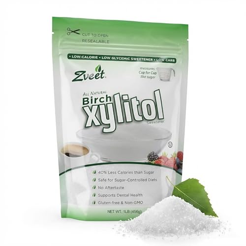 Zveet Birch Xylitol Sweetener | Keto Friendly, Non GMO Low Carb & Calorie Natural Sweetener Sugar Substitute | Kosher & Made in the USA | 1 Pound