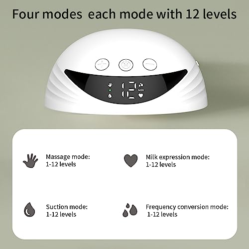Jethrora 2 peças de bomba tira leite portátil portátil elétrica leve com visor de LED 4 modos e 12 n