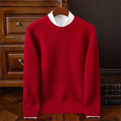 Men's Winter Wool with Wool Round Neck Thick Ingot Needle Raglan Knitted Loose Warm Sweater4