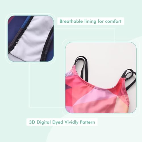 Image of Moon Tree Girls One Piece Swimsuits, Adjustable Double Straps Bathing Suits for Kids Girls Hawaiian Swimwear 3-16 Years