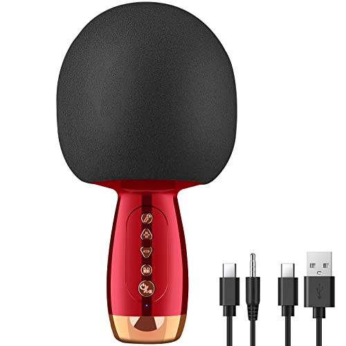 EKLEVOR Karaoke Bluetooth Microphone Wireless, Gift for Kids Adults, Karaoke Machine, Portable Speaker Microphone, Home KTV Player Support Android/IOS/PC for Home KTV, Party, Singing