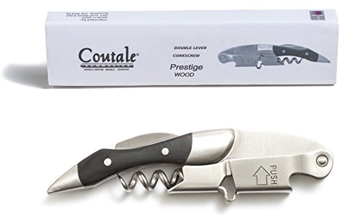 Prestige By Coutale Sommelier - The French Patented Spring-Loaded Double Lever Waiters Corkscrew and Wine Bottle Opener (Blackwood)