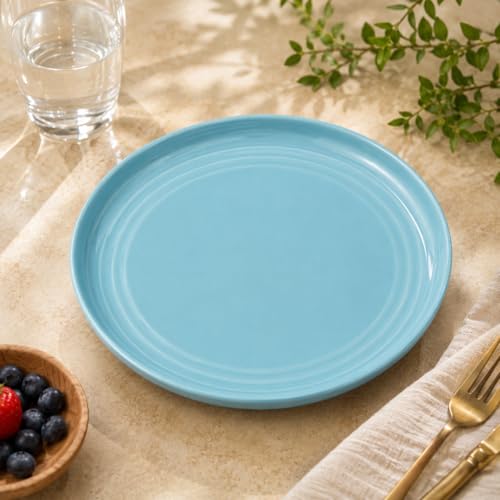 Image of TRESA Stoneware Ceramic Dinner Plate, Blue, 10.5 Inch