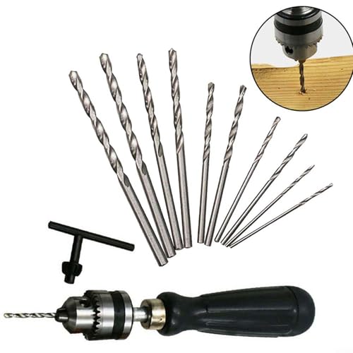 Perceuse manuelle avec mandrin sans clé 0,6 à 6 mm, ensemble de forets en carbure, pour circuit imprimé, outil rotatif portable, pour bricolage et modélisme (10 forets) – vue 5