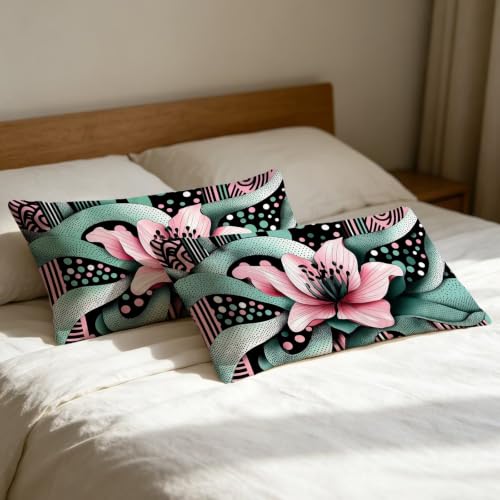 Taie oreiller 50x80 fleur lot de 2 housses de coussin moderne salon