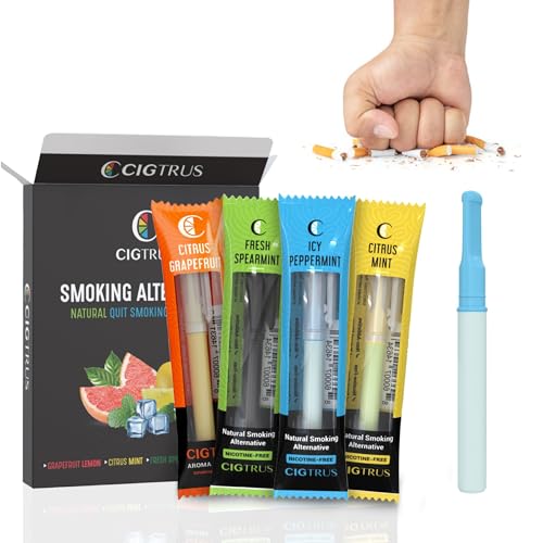 cigtrus smokeless inhaler  natural quit smoking aid  non-electric nicotine-free amp travel-safe  helps reduce cravings replace bad habits amp support lung detox  4-flavor variety pack