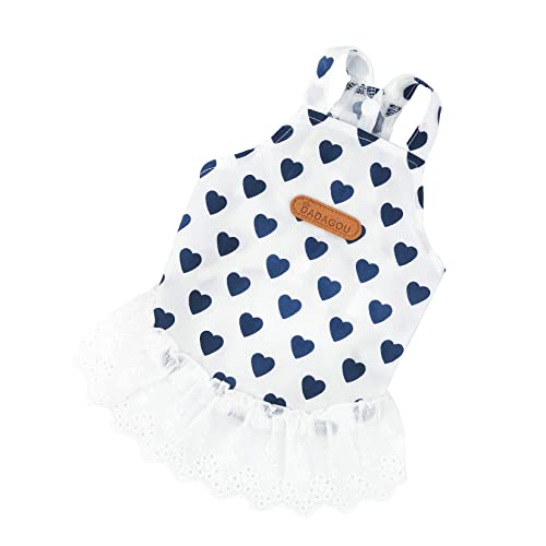 Ranphy Dog Dress For Small Dogs Girl Puppy Sleeveless Clothes Pet With Cute Heart Print Skirt Doggy Spring Summer Outfit Cats Apparel, Blue, Xl #TOP5
