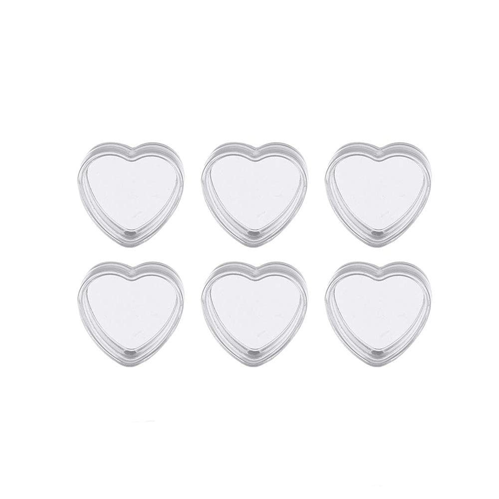 PZRT 6pcs Diamond Painting Wax Storage Case Transparent PS Plastic Heart Shaped Glue Clay Organizer