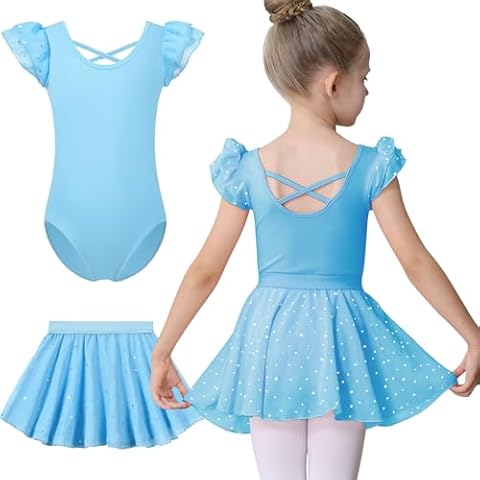 MERIABNY Ballet Leotards for Girls Blue Dance Outfits With Ballet Skirt Leotard for Gymnastics Cover