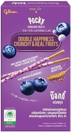Hilary Pocky Crushed Fruits and Nuts Pack (4 packs) - Blueberry Yoghurt, Strawberry Peach Yoghurt, Almond Milk Chocolate, Almond Noir Chocolate