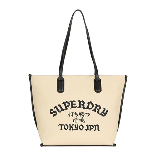 Superdry Tote Handbag Kogei - White+Black