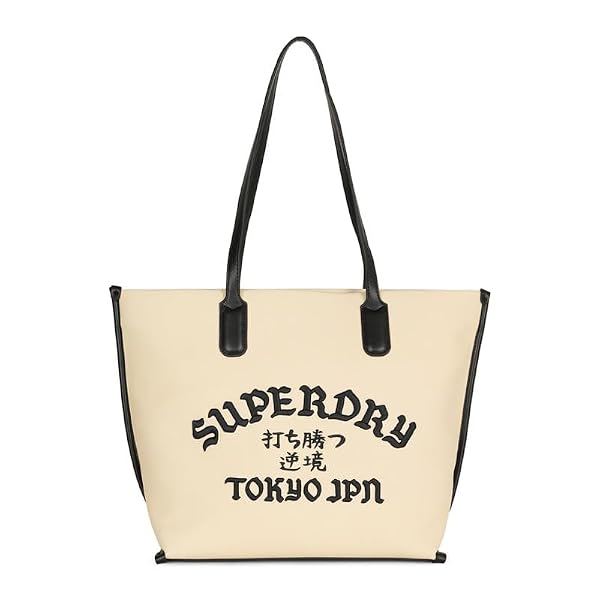 Superdry Tote Handbag Kogei - White+Black