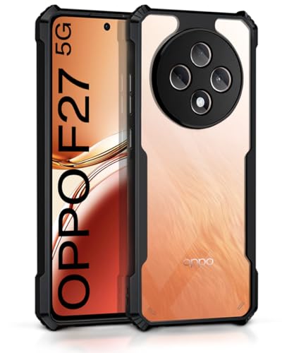 WOW IMAGINE Shock Proof Clear Protective Back Case for Oppo F27 5G – AirEDGE Technology | 360 Degree Camera Protection | Transparent Hybrid Back Case Mobile Cover – Black- Best and cheap mobile covers in India