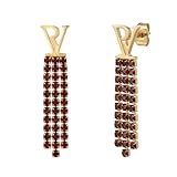 PAUL VALENTINE - Pendientes para mujer de acero inoxidable - dorado/dorado - con piedra de circonita - Pendientes con logotipo PV - PV-E0042