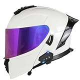 Modularer Motorradhelm, Klappbarer Integralhelm mit Bluetooth, Doppel-Antibeschlagvisier, ECE-geprüfter Integralhelm, für Damen, Herren und Erwachsene 7,XXL=63-64CM