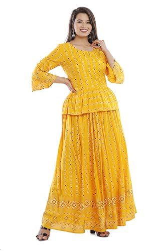 Image of Women's Rayon Printed Top and Skirts Set