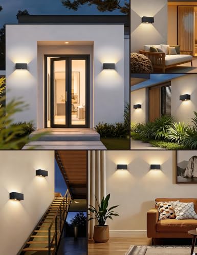 Ledronix LED Außenlampe mit Bewegungsmelder, 24W Wandleuchte Außen/Innen, 3000K Warmweiß Aussenlampe, IP66 Außenwandleuchte, Aluminium Wandlampe, Einstellbarer Lichtstrahl für Flur, Garten (Schwarz)