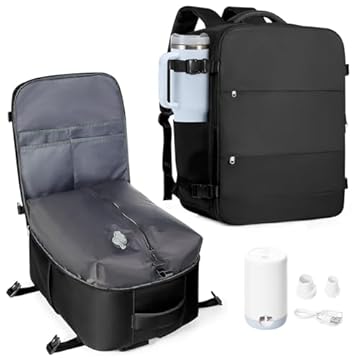 Mochila de viagem coowoz unissex, grande, mala de mão, mochila para trilha, Preto, Large