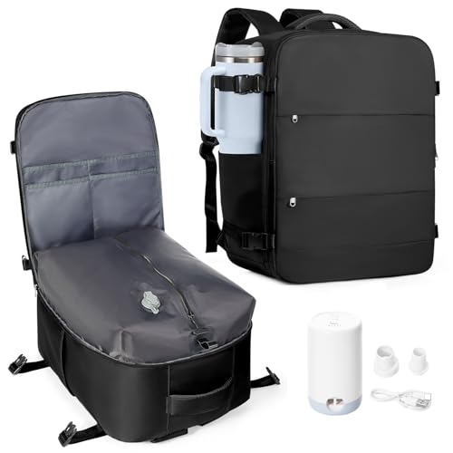 Mochila de viagem coowoz unissex, grande, mala de mão, mochila para trilha, Preto, Large