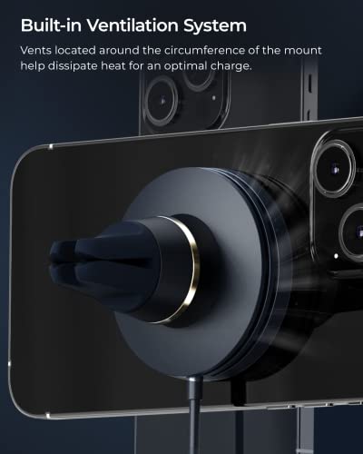 iOttie Velox Mini MagSafe Compatible Air Vent Car Mount in Midnight Blue with Wireless Charging. Compatible with MagSafe iPhones Including iPhone 12/13/14/15/16 Series (Car Charger Not Included)