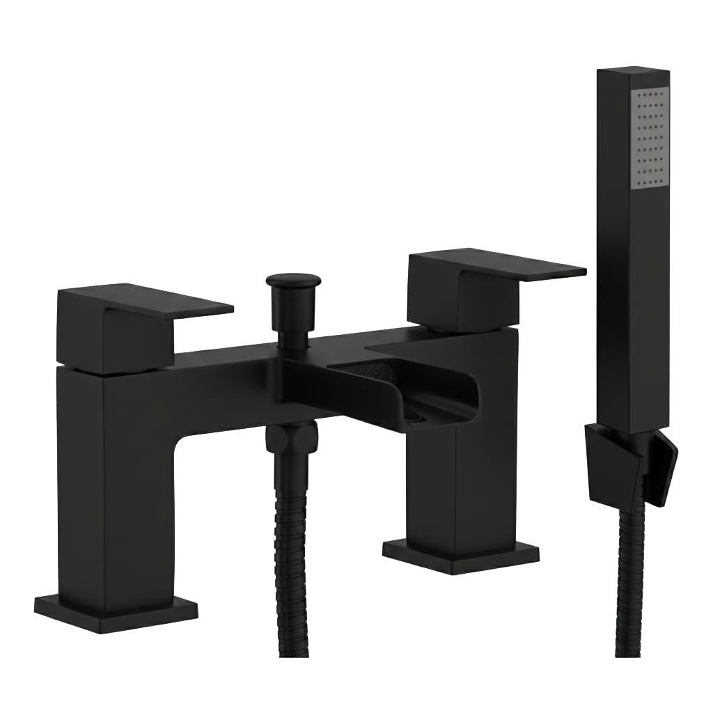 EVOLVE Niagara Square Bath Shower Mixer Tap & Handset (Black)