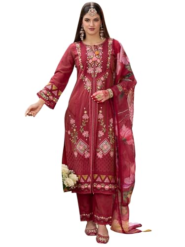Image of INDO ERA Women's Off White Silk Blend Embroidered Straight Kurta Pant And Dupatta Set (IEOUT6962)