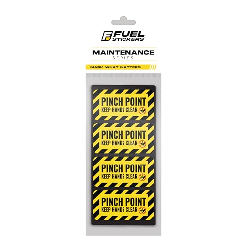 Pinch Point Stickers (Small) | Pinch Point Warning Sticker| Safety Label | Powered Machinery and Equipment - Heavy-Duty, Ultra Durable – USA Made (2x1 inch), 4 Labels