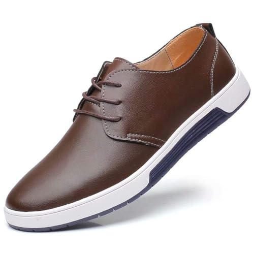 konhill Mens Casual Oxford Dress Shoes Lightweight Sneakers,Gray,39