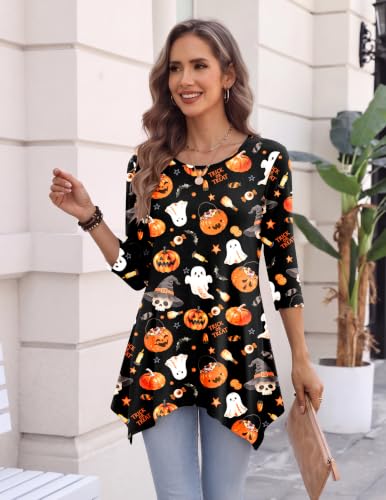 Image of Zeagoo Womens Tops 3 /4 Sleeve Loose Fit Dressy Tunics Plus Size Boho Shirts