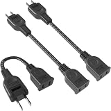 AKIRARI 電源延長コード 電源タップ 1個口 すっきり配線 15A 1500W 0.1m～10mまで選べる 耐寒 耐熱 トラッキング 火災予防絶縁キャップ 延長ケーブル 延長コード ACアダプタ用 スイングプラグ ソフト 電源増設 RoHS 省スペース (ブラック色, 10cm, 3本)