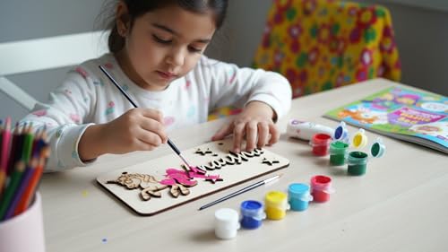 Image of Varenyam Personalized Wooden Name Plate Painting Kit for Kids | DIY Name Plate Board | Creative Art & Craft Gift for Boys & Girls | Birthday Gifts, Return Gifts for Kids (A)