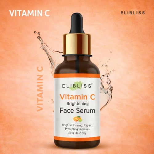 Image of Elibliss Vitamin C Face Serum | Brightening Serum for Dark Spots, Dull Skin & Uneven Skin Tone | Helps Repair Skin, Improve Elasticity & Hydration | Daily Use for Men & Women 30ml x 2