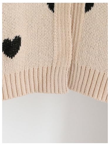 Floerns Girl's Heart Bow Button Cardigan Crew Neck Long Sleeve Knit Crop Sweater3