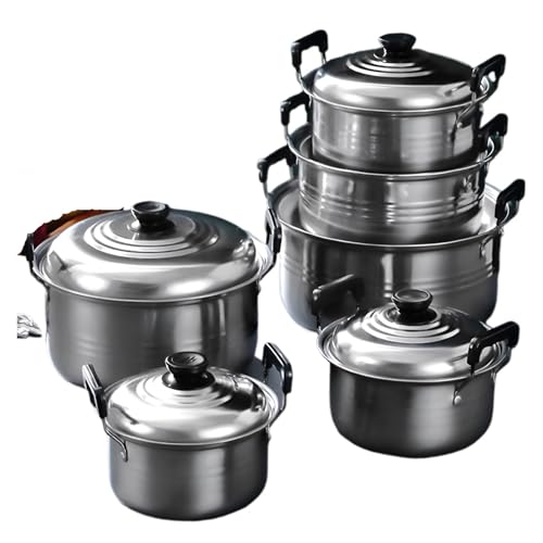 BDXMKS Ollas para Sopa Olla de Doble Fondo, ollas antiadherentes de inducción, ollas de Acero Inoxidable, ollas antimagnéticas, ollas Multiusos(C6 26cm)