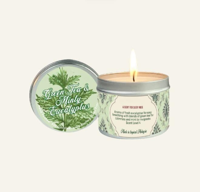 Green Tea & Minty Eucalyptus Scented Candle x11, 3.88oz Travel Tin, 100% Soy Wax, Triple Scented, Up to 30 Hours Burning Time, Perfect for Bedtime and Meditation
