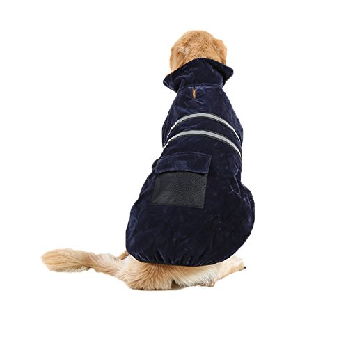 Topsoso Dog Jacket Fleece Winter Coat Waterproof Soft Cozy Snowsuit With Reflective Belt For Medium And Large Dogs. (Xxl, Navy). #TOP2