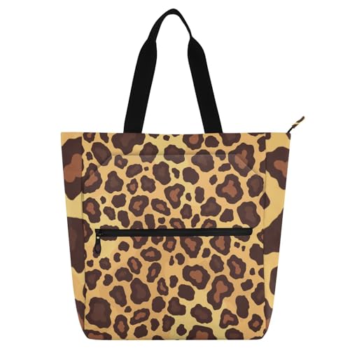 Bolsa de mano antirayaduras con patrón de leopardo y bolsillos organizadores