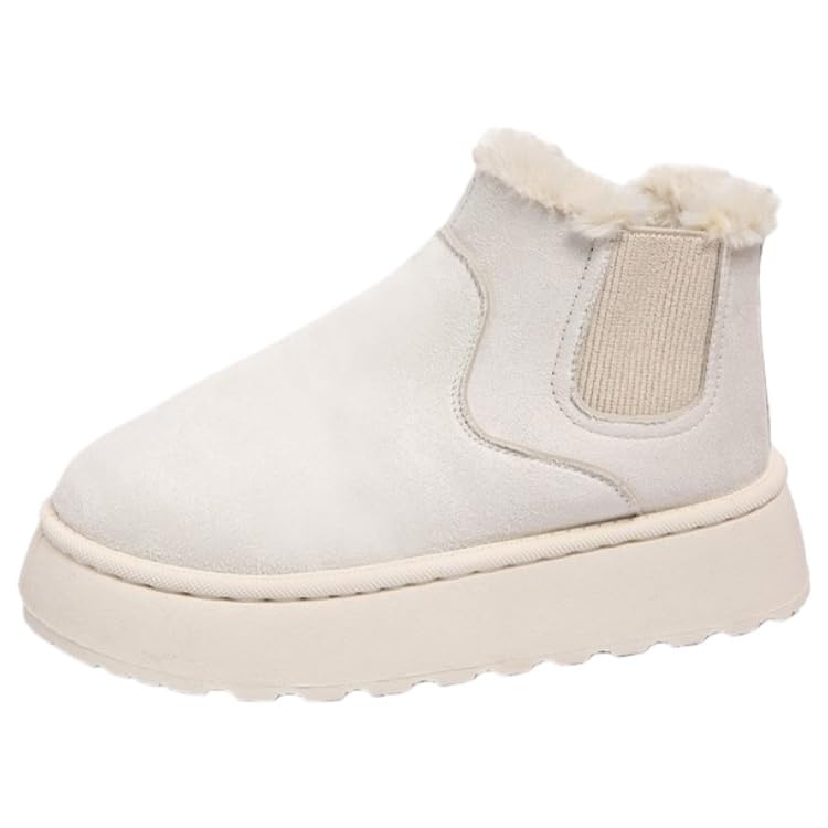 Womens large-size thick-soled extra-thick warm pure-color snow boots for winter outdoor anti-slip cotton shoes