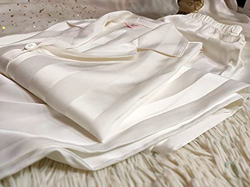Image of Lonxu Pajamas Set Mens Silk Satin Pajamas Long Sleeve Loungewear Two-Piece Sleepwear Button-Down Pj Set S-XXXXL